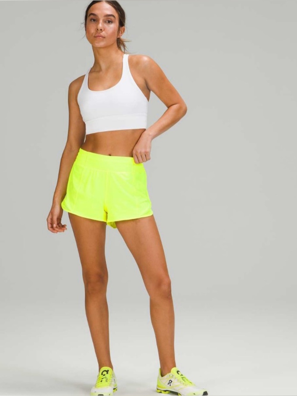 Lululemon size 4 Hotty Hot High-Rise Running Shorts 3.5" Neon Yellow Lightweight